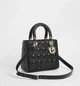 Женская кожаная сумка в стиле Lady Dior Medium черная - изображение 2