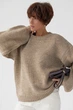Вязаная однотонная кофта с рукавами - фонариками Lurex Кофейный One Size (2602) - изображение 1
