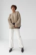 Вязаная однотонная кофта с рукавами - фонариками Lurex Кофейный One Size (2602) - изображение 3