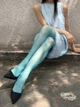 Женские колготки бирюзового цвета 10 den эластичные, колготы яблочно-зеленого цвета, размер 1/2 - изображение 2