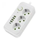 Мережевий фільтр-подовжувач 3 розетки Power Socket F09U 4хUSB/Type C 10 А 1.85 м білий - зображення 2