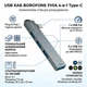 USB хаб Borofone FH1A 4-in-1 converter (Type-C to USB 3.0 + 3xUSB 2.0). Grey - зображення 2