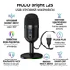 Ігровий мікрофон настільний HOCO L25 Bright з RGB-підсвіткою (USB-A, 16 біт/48 кГц). Black - зображення 2