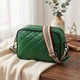 Женская кожаная сумка кросс-боди Vintage зеленая 21x16x8 см стеганая через плечо 60762 - изображение 6