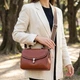 Женская кожаная сумка Vintage коричневая 20,5x14x8,5 см с защелкой 60824 - изображение 1