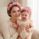 Набір для мами та доньки пов'язка на голову квіти ніжно рожеві Family look - изображение 2