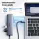 USB-хаб Ugreen CM512 USB-C to 2xUSB-C 3.1 + USB 3.2 + USB 2.0 + RJ-45 Gray (45320) - зображення 3