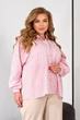 Блуза-сорочка льняна жіноча в смужку вільного крою літня демісезонна G&M M-2754-PL4-815 44-60 Розмір колір Білий/рожевий - зображення 5