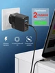 Сетевое зарядное устройство 65W LEXEGO UN-20 USB Type C GaN power быстрая зарядка для айфон iPhone iPad Samsung Huawei Xiaomi Блок питания для телефона айфона самсунга планшета легкий Адаптер зарядки для путешествий PD QC 3.0 Travel Adapter Black UN-20B - изображение 5