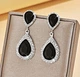 Жіночі сережки з каміннями та стразами jewelry Чорні - зображення 4