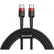 Кабель Baseus Cafule Type-C - Type-C (1м) Black-Red (CATKLF-G91) - изображение 1
