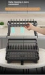 Сушилка для посуды двухъярусная кухонный стеллаж органайзер с поддоном и системой слива воды металл антикоррозийное покрытие держатель для тарелок чашек мисок компактная настольная для раковины размер 42x30x17 см черная Multifunctional Bowl Rack система - изображение 7