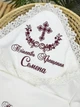 Крыжма для мальчика Family Tradition велюровая махра сатин с вышивкой и кружевом 100х100 см белая Святое Воскресение - изображение 2