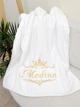 Банное полотенце Family Tradition двусторонняя махра с вышивкой 140х70 см белое Мedina - изображение 1