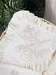 Крыжма для мальчика Family Tradition велюровая махра с оборками и вышивкой 100х100 см айвори Нежность ангела - изображение 3