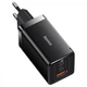 МЗП Baseus GaN5 Pro 65W (2 Type-C+USB) + Кабель Type-C to Type-C 100W (1m) black - изображение 3