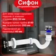 Сифон для душового піддону Kronoplast | Прямоточний сифон з випуском та розеткою для ванної та душа - зображення 1