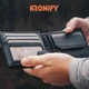 Шкіряний чоловічий складаний гаманець KRONIFY KR-601-SW, 13 відділень для карт, кишеня для монет, посилений шов, чорний (my-15218) - изображение 6