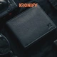 Шкіряний чоловічий складаний гаманець KRONIFY KR-601-SW, 13 відділень для карт, кишеня для монет, посилений шов, чорний (my-15218) - изображение 8