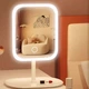 Зеркало для макияжа с подсветкой LED настольное косметическое сенсорное с подставкой белое - изображение 3