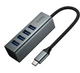 USB-хаб Hoco HB1C 4 в 1 Type-C на 4 порти USB 3.0 сірий алюмінієвий сплав швидкість до 5 Гбіт/с - зображення 1
