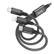 Кабель USB Hoco X76 3 в 1 Micro USB Type C Lightning 1м 2А чорний для заряджання смартфонів та планшетів - зображення 5