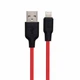Кабель USB Lightning 0.25м 3А чорно-червоний силікон Hoco X21 Plus для заряджання та синхронізації - зображення 1