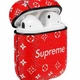 Футляр для навушників Airpods 1 2 пластиковий силіконовий червоний Supreme Red з карабіном - зображення 2