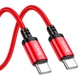 Кабель USB Type-C 60Вт 1м 3А нейлон червоний Hoco X89 Wind - зображення 3