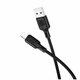 Кабель USB Lightning 2.4A 1м силікон чорний для заряджання та передачі даних Borofone BX113 - зображення 1