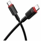 Кабель USB Type-C to Type-C 60W 1м 3A чорний PVC Borofone BX110 - зображення 1