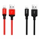 Кабель USB Lightning 1м Hoco X14 Times Speed ​​чорний конектор USB male Lightning металеві обплетення текстильна - зображення 2