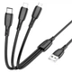 Кабель USB Borofone BX71 3 в 1 2А 0.8м Micro USB Type-C Lightning чорний - зображення 4