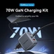 Зарядний пристрій VENTION 2xUSB-C PD70W + 1xUSB QC3.0 22.5W GaN + cable USB-C to USB-C 1.0m black gray (TZ-FEXH0-EU) - зображення 10