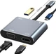 Адаптер 4K USB Type-C 3.1 -> HDMI/VGA/ТВ/USB 3.0/USB-C/OTG конвертер 5Gbps Серый - зображення 1