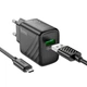 Мережевий зарядний пристрій Hoco CS21A 18W, USB-A, QC3.0, комплект з кабелем Micro-USB 1 м, швидка зарядка, чорний - зображення 4