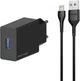 Зарядное устройство Grand-X CH03LTB USB 5 В 2.1 А с защитой от перегрузки + Apple Lightning Black - изображение 1