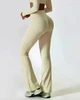 Спортивные женские леггинсы-клеш Flare с бразильским пуш-ап эффектом Bell Bottoms Leggings Premium для фитнеса и йоги M Молочные (Flare94MilkCremaM) - изображение 3