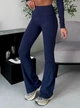 Спортивные женские леггинсы-клеш Flare с бразильским пуш-ап эффектом Bell Bottoms Leggings Premium для фитнеса и йоги M Темно-синие (Flare94NavyBlueM) - изображение 7