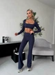 Спортивные женские леггинсы-клеш Flare с бразильским пуш-ап эффектом Bell Bottoms Leggings Premium для фитнеса и йоги M Темно-синие (Flare94NavyBlueM) - изображение 10