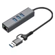 Концентратор USB 3.0 Type-C/Type-A to RJ45 Gigabit Lan, 3*USB 3.0, cable 13 cm Dynamode (DM-AD-GLAN-U3) - изображение 1