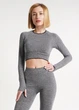 Спортивный топ укороченный с разрезом на рукаве Giulia CROP TOP SPORT MELANGE L/XL Black-nero, кроп топ - изображение 7