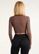 Топ вкорочений з довгим рукавом Giulia CROP TOP RIB one size Brown-deep taupe - изображение 5