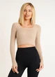 Топ вкорочений з довгим рукавом Giulia CROP TOP RIB one size Beige-natural, Спортивний топ із довгими рукавами - зображення 5