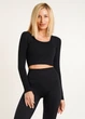Топ укороченный с длинным рукавом Giulia CROP TOP RIB one size Black, Топ с длинным рукавом - изображение 5