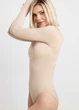 Женский бесшовный женский боди из микрофибры с длинными рукавами Giulia BODY LONGSLEEVE L/XL Beige-light nude, базовый бежевый, облегающий - изображение 8