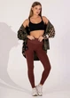 Женские бесшовные леггинсы с push-up эффектом и контрастным поясом Giulia FLEXING LEGGINGS GLAM S/M Brown-hot chocolate, комфортные лосины для спорта, для тренировок, из микрофибры - изображение 10