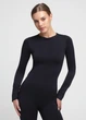 Женская бесшовная футболка из микрофибры с длинным рукавом Giulia LONGSLEEVE 01 S/M Black, базовый лонгслив - изображение 7