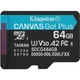 Карта памяти Kingston MicroSDXC 64GB Canvas Go Plus (SDCG4/64GB), Gen4, U3, А2, класс 10, V30, до 200 МБ/с, TF карта - изображение 1