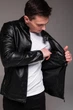 Куртка Slim Fit мужская байкерская осенняя весенняя L черная (2520) - изображение 2